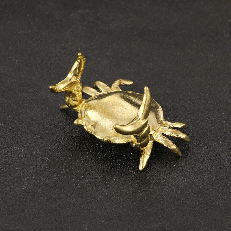 Retro Distressed Pure Brass Crab Crafts Ornaments