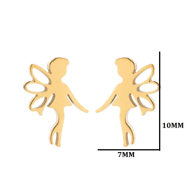 Butterfly Fairy Stud Earrings Ins Girl Graceful And Fashionable Stainless Steel Angel Wings