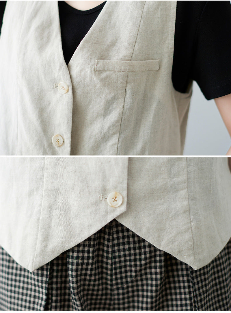 New Women's Summer Thin Tank Top With Fashionable Air-conditioned Shirt Linen Vest