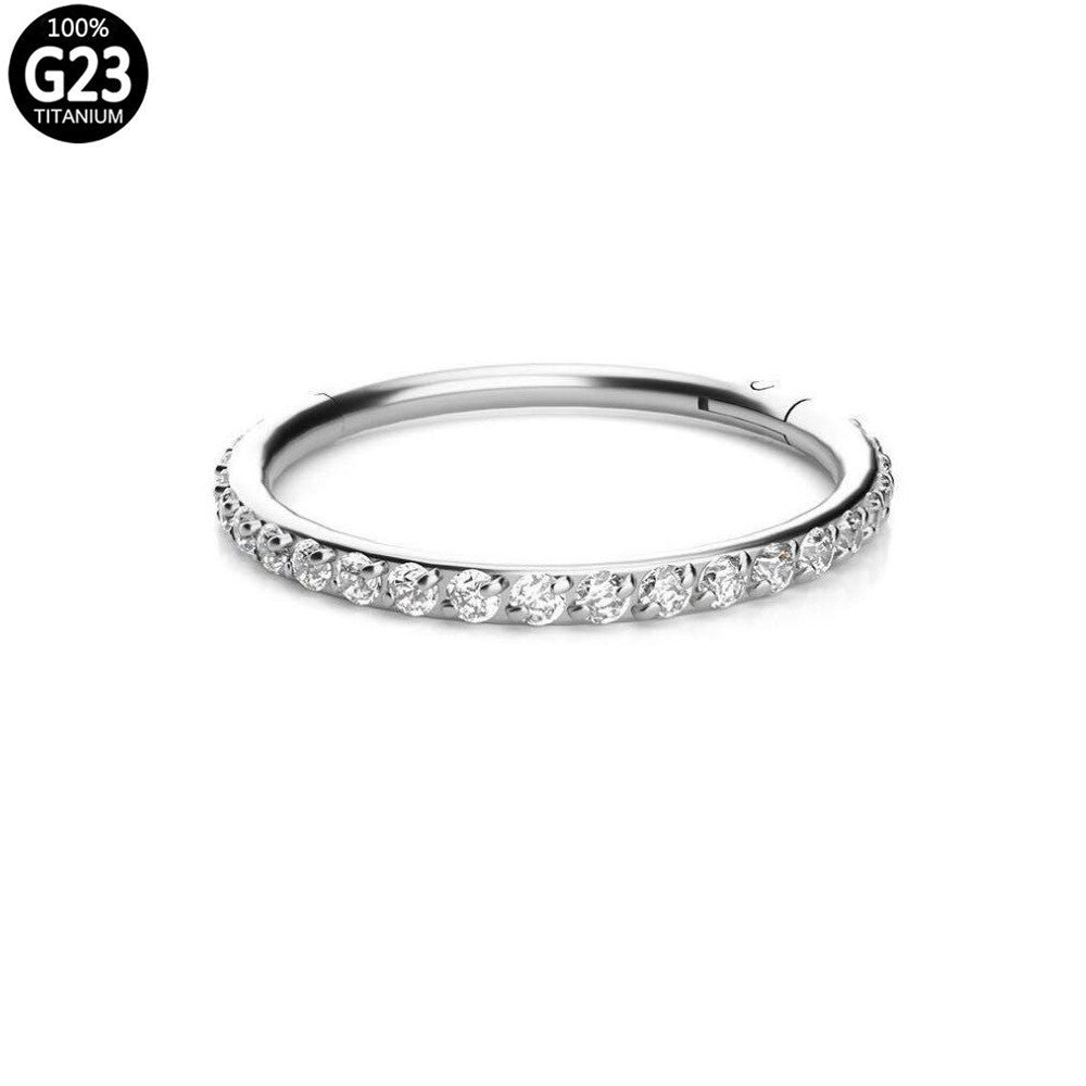 Titanium Body Piercing Jewelry Round Side Zirconia Earrings