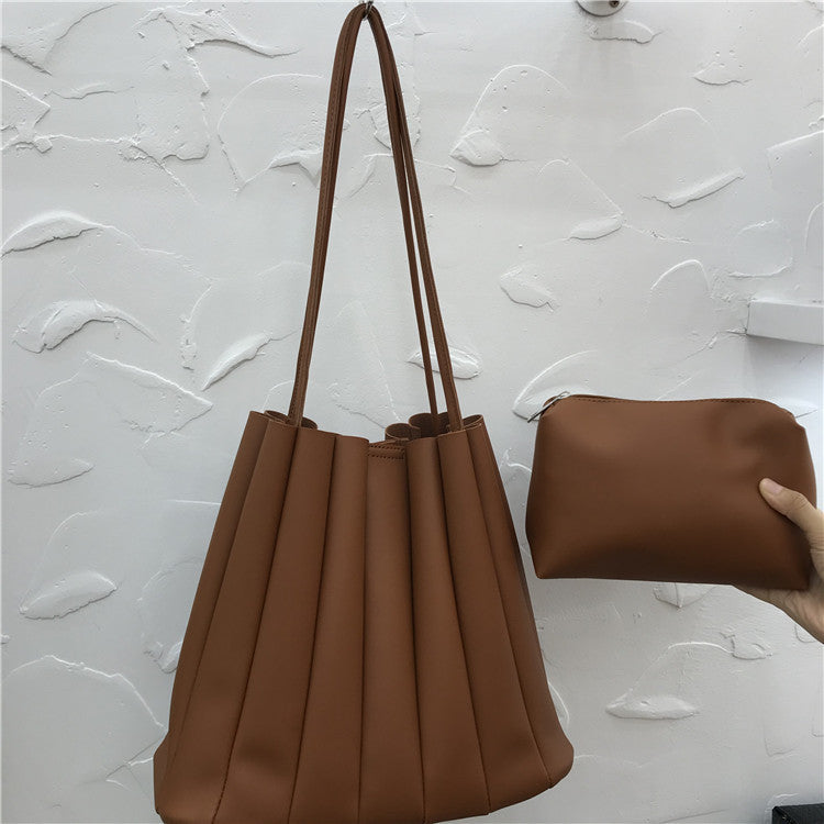 Color Series Pleated Simple Literary Handbag