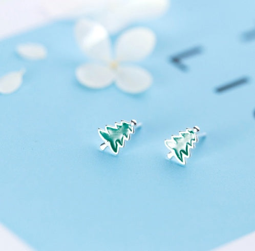 Christmas tree stud earrings