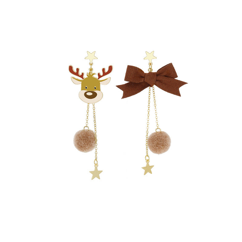 Christmas New Elk Earrings Long Tassel Earrings Five