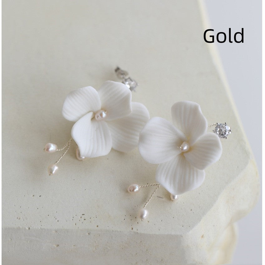 Ceramic Flower Earrings 3.8 Cm Diameter Large Flowers Exaggerate