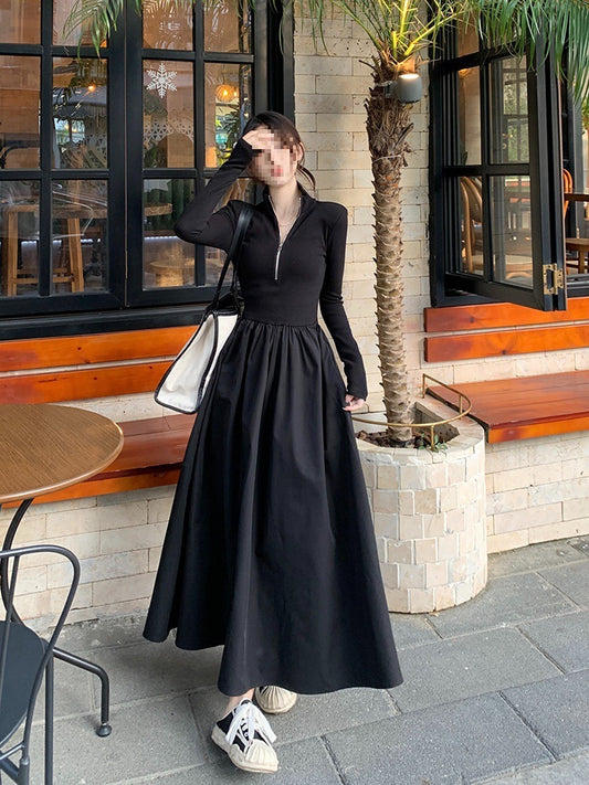 Fashionable Knitted Stitching Dress Women