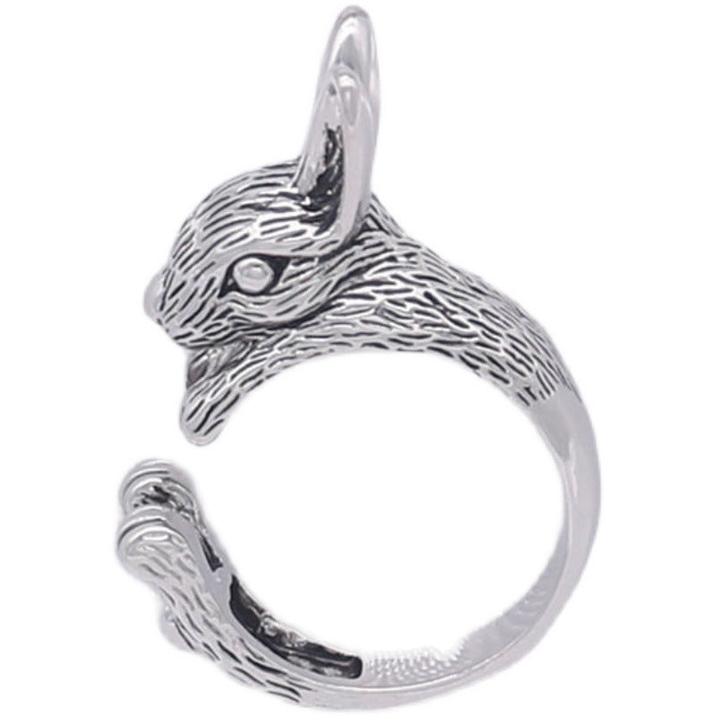 Zodiac Rabbit Fashion Hip Hop Vintage Ring Adjustable