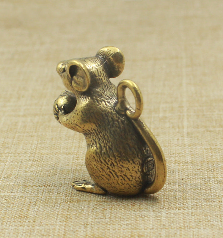 Pure Copper Zodiac Rat Offering Peach Twelve Crafts Ornaments