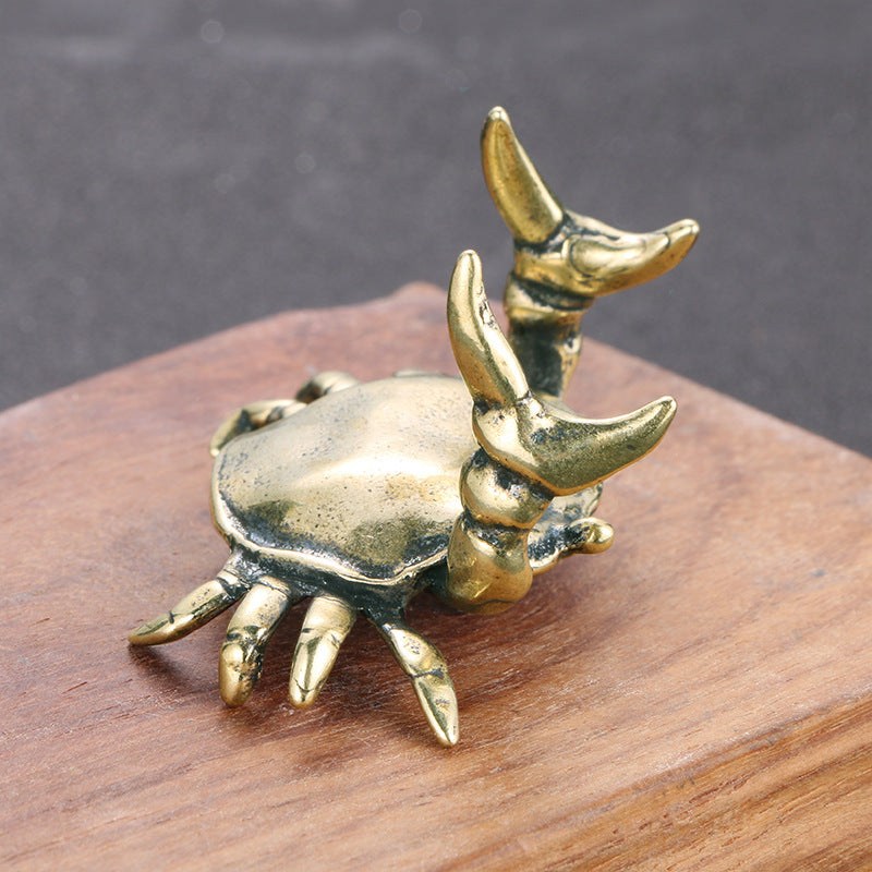 Retro Distressed Pure Brass Crab Crafts Ornaments
