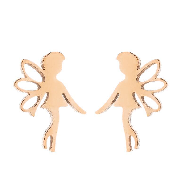 Butterfly Fairy Stud Earrings Ins Girl Graceful And Fashionable Stainless Steel Angel Wings