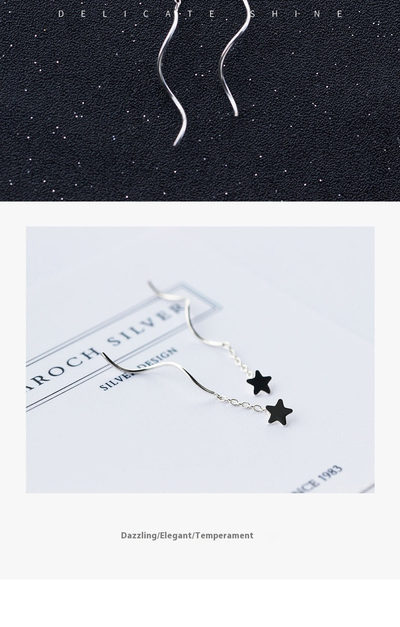 Fashion Personality Five-pointed Star S925 Silver Earrings Female