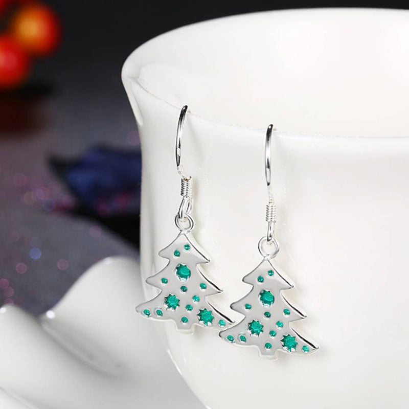 Alloy Base Coat Eardrops Christmas Tree