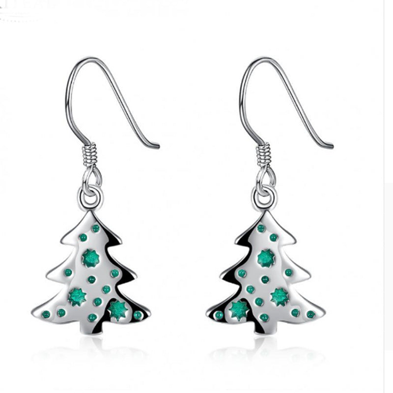 Alloy Base Coat Eardrops Christmas Tree