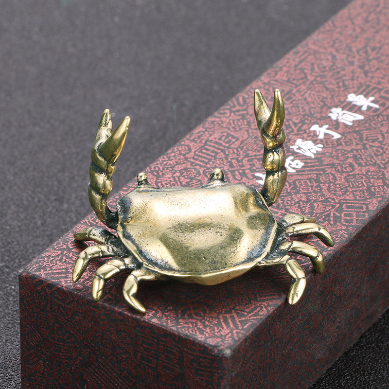 Retro Distressed Pure Brass Crab Crafts Ornaments