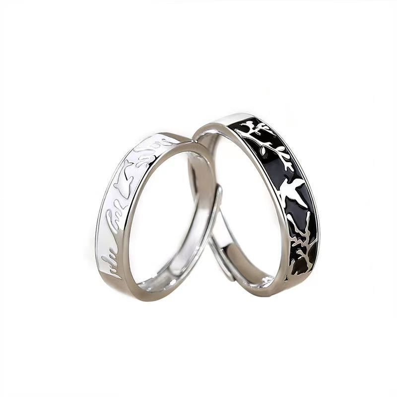 Flying Bird Swimming Fish Couple Ring Women Niche