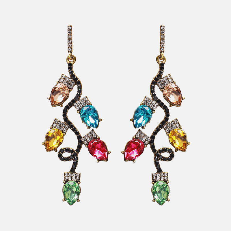 Exaggerated Alloy Diamond Earrings Colorful Earrings Female Ear Jewelry