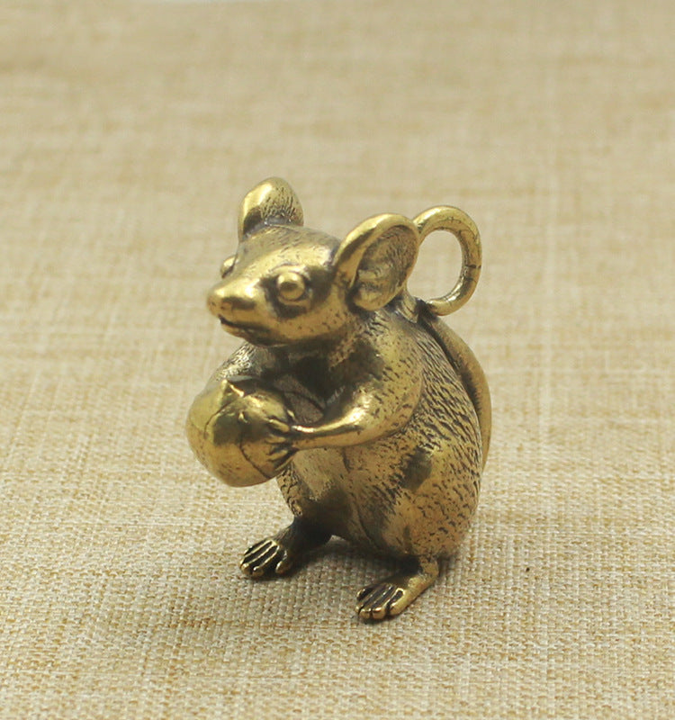 Pure Copper Zodiac Rat Offering Peach Twelve Crafts Ornaments