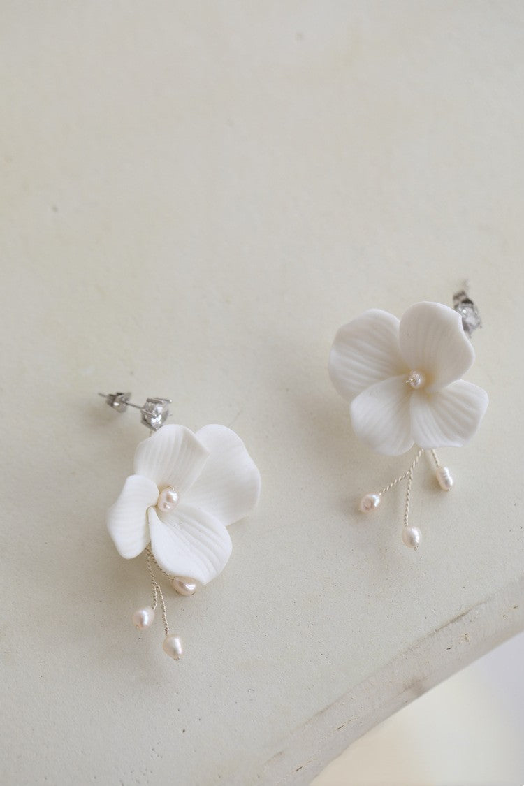 Ceramic Flower Earrings 3.8 Cm Diameter Large Flowers Exaggerate