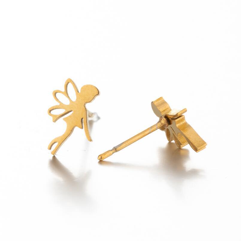 Butterfly Fairy Stud Earrings Ins Girl Graceful And Fashionable Stainless Steel Angel Wings