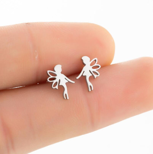 Butterfly Fairy Stud Earrings Ins Girl Graceful And Fashionable Stainless Steel Angel Wings