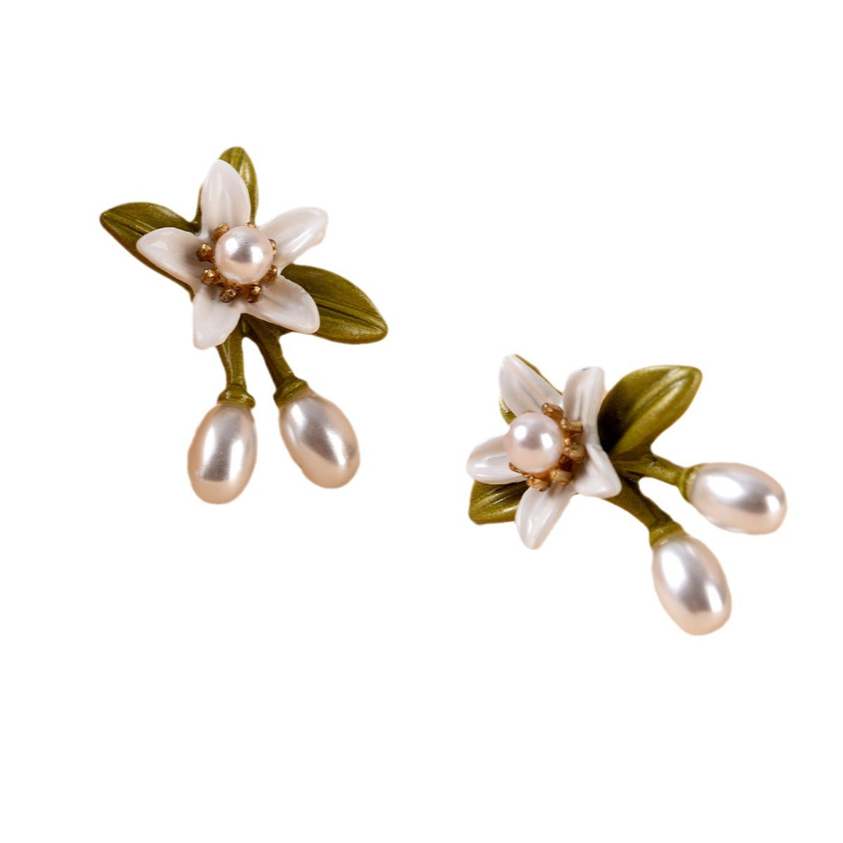 European And American Super Fairy Mori Style Lily Pearl Stud Earrings