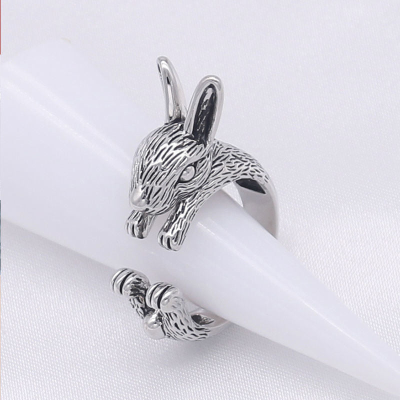 Zodiac Rabbit Fashion Hip Hop Vintage Ring Adjustable