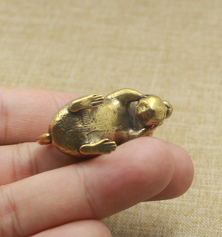 Pure Copper Zodiac Rat Offering Peach Twelve Crafts Ornaments