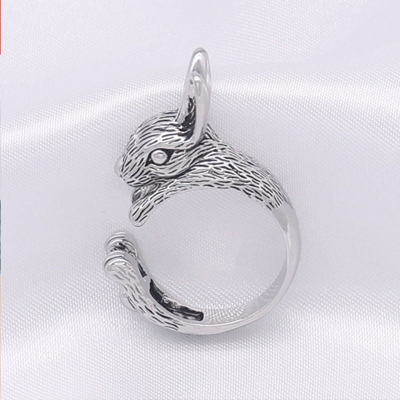 Zodiac Rabbit Fashion Hip Hop Vintage Ring Adjustable