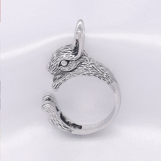 Zodiac Rabbit Fashion Hip Hop Vintage Ring Adjustable