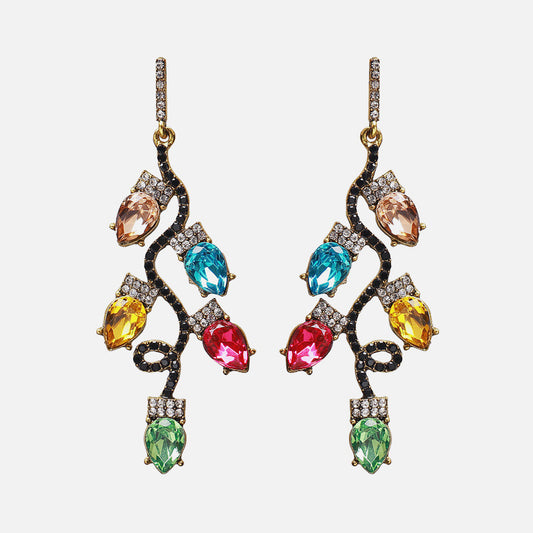Exaggerated Alloy Diamond Earrings Colorful Earrings Female Ear Jewelry