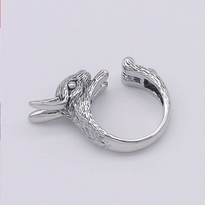 Zodiac Rabbit Fashion Hip Hop Vintage Ring Adjustable