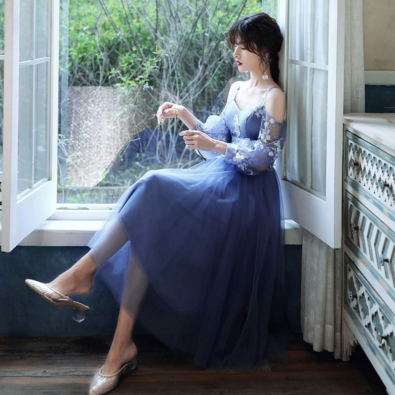 Blue Bridesmaid Dress Ladybros' Female Dress