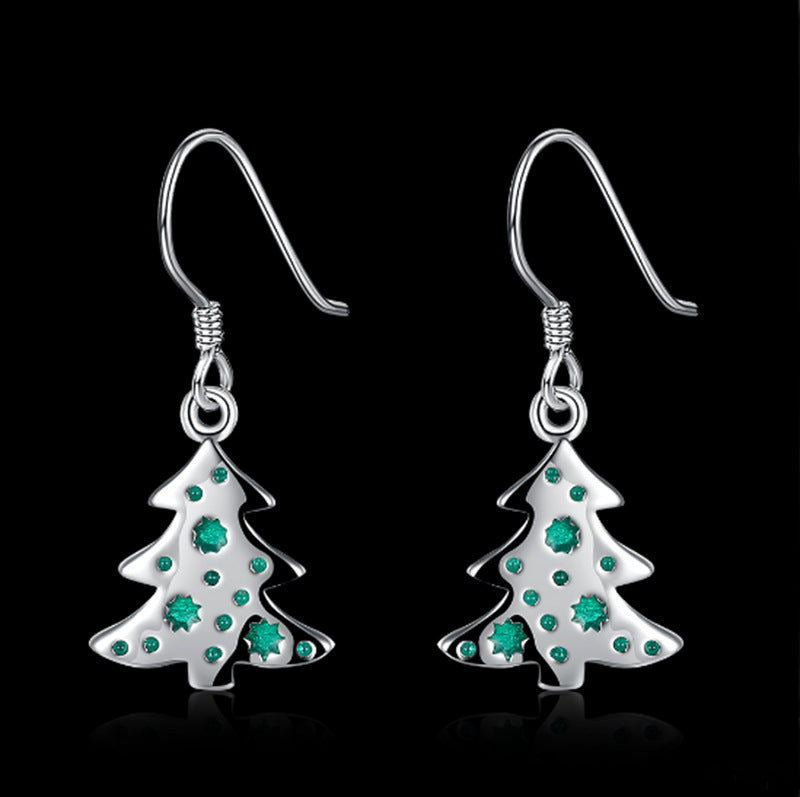 Alloy Base Coat Eardrops Christmas Tree