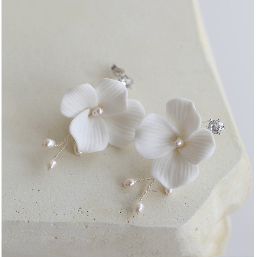 Ceramic Flower Earrings 3.8 Cm Diameter Large Flowers Exaggerate