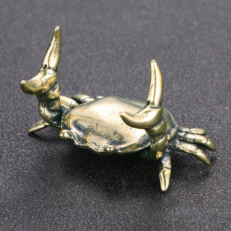 Retro Distressed Pure Brass Crab Crafts Ornaments