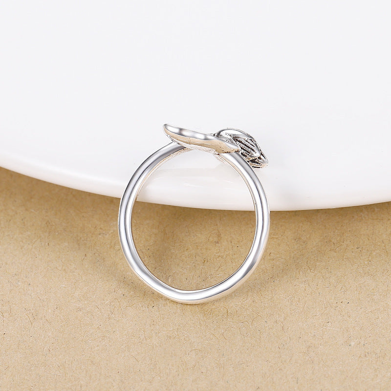 Women's Sterling Silver Plated Retro Distressed Ring