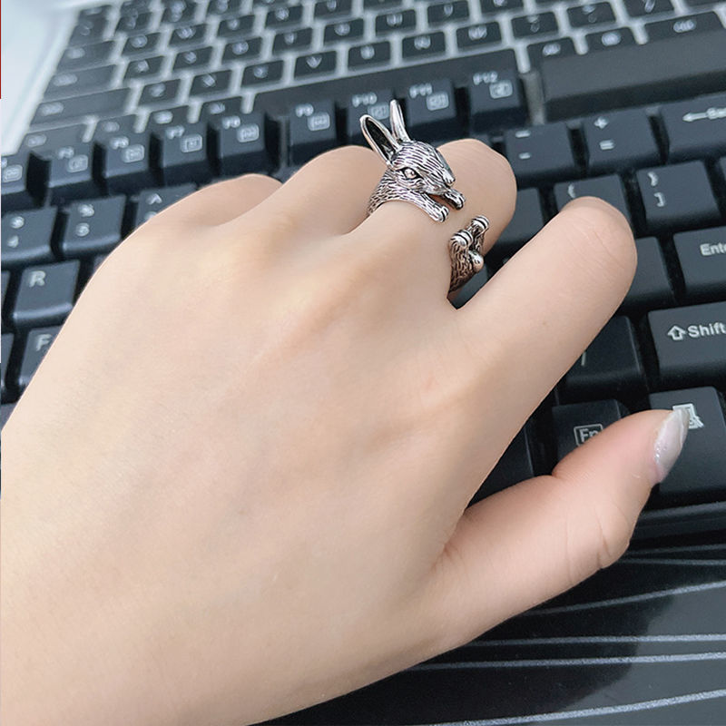 Zodiac Rabbit Fashion Hip Hop Vintage Ring Adjustable