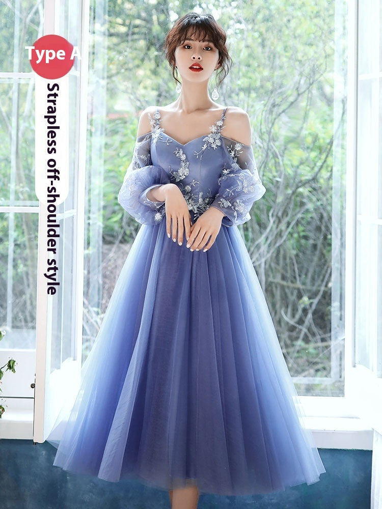 Blue Bridesmaid Dress Ladybros' Female Dress