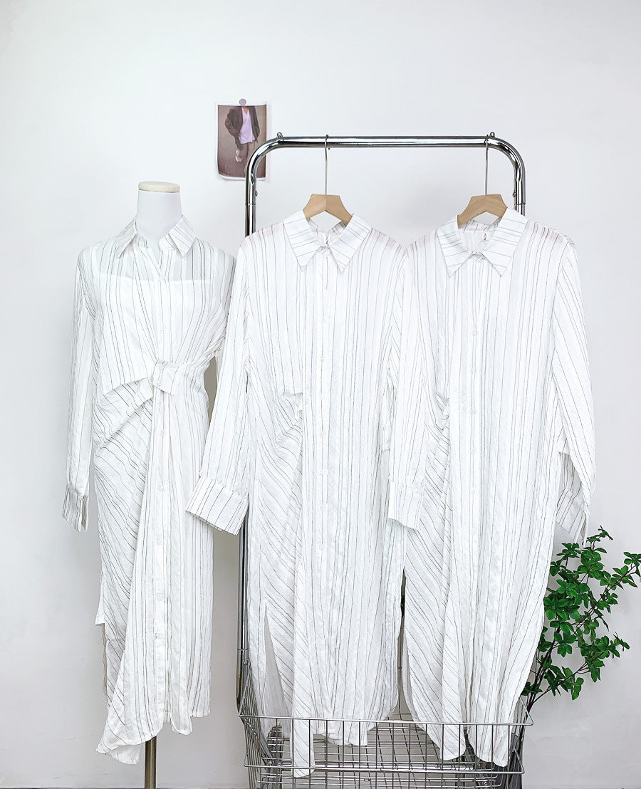 French Striped Dress Long Women