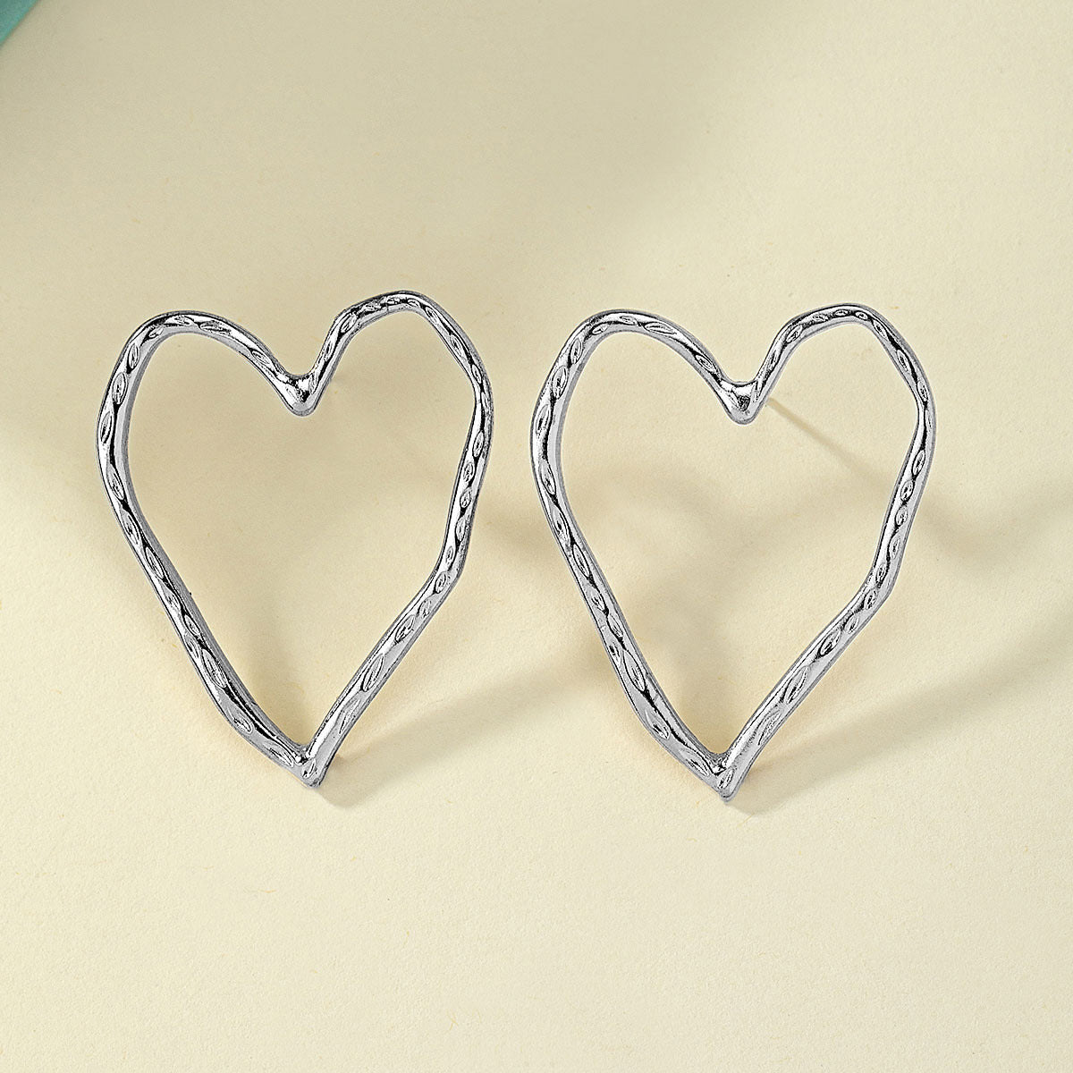 Love Alloy Ear Studs Simple Hollow Cold Temperament