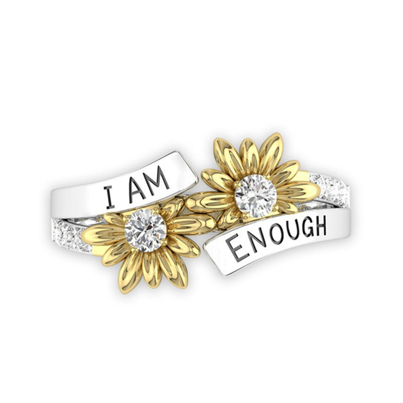 European And American English Fashion Diamond Two-tone Little Daisy Women's Ring