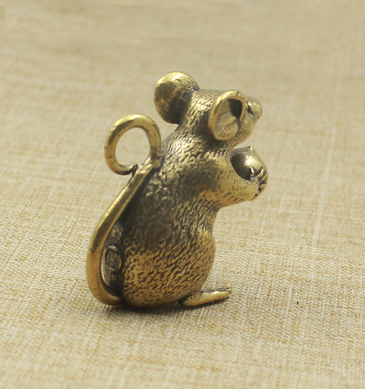 Pure Copper Zodiac Rat Offering Peach Twelve Crafts Ornaments