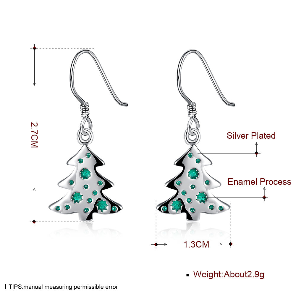 Alloy Base Coat Eardrops Christmas Tree