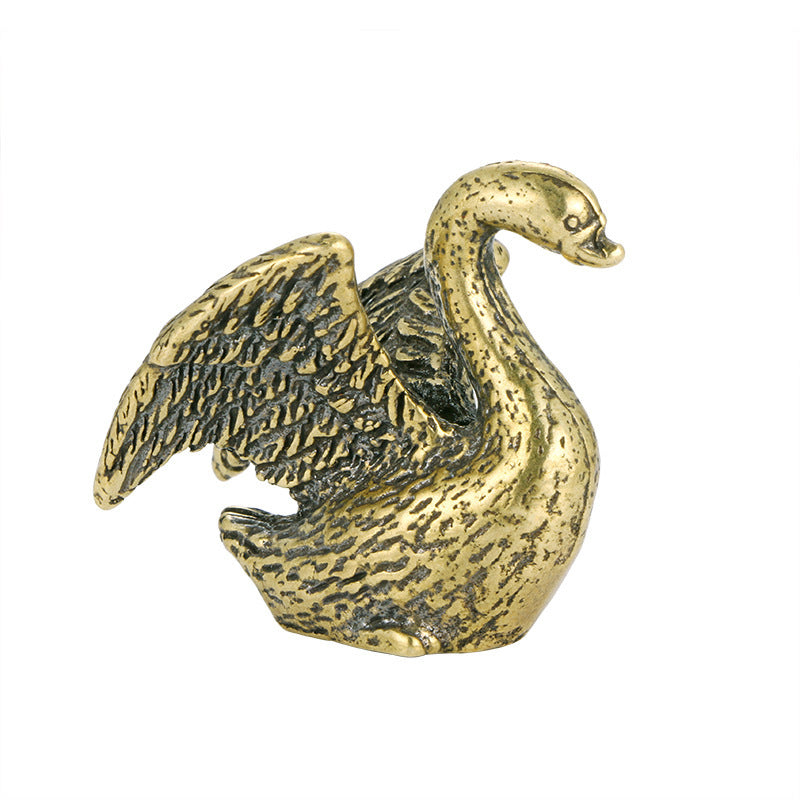 Solid Pure Copper Antique Swan Home Office Small Ornaments
