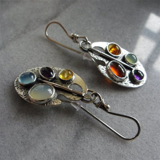 Women's Vintage Multicolor Gemstone Alloy Earrings