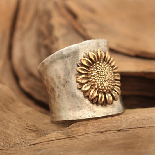 Retro Personality Sun Flower Ring Creative Simple Sunflower