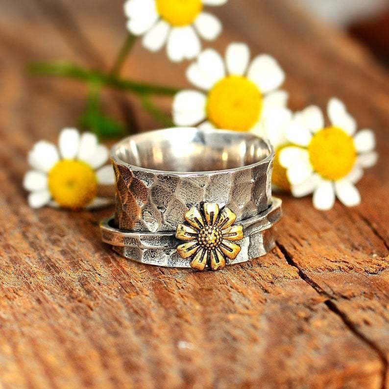 Retro Personality Sun Flower Ring Creative Simple Sunflower