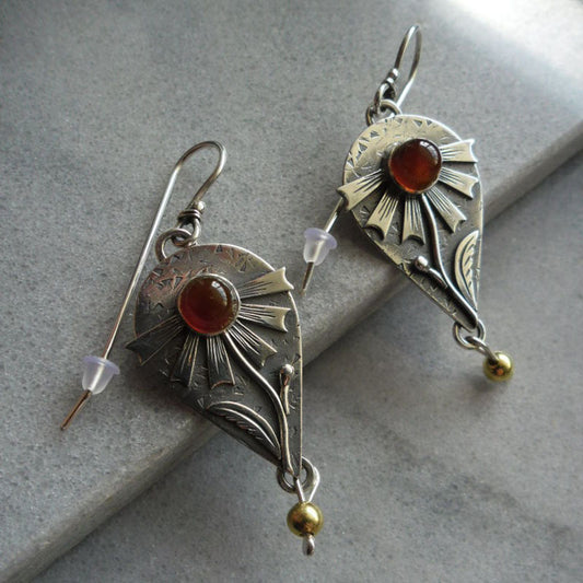 Vintage Ancient Bronze Plant Flower Earrings For Women