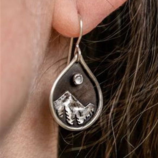 Women's Vintage Sunset Mountain Shape Earrings