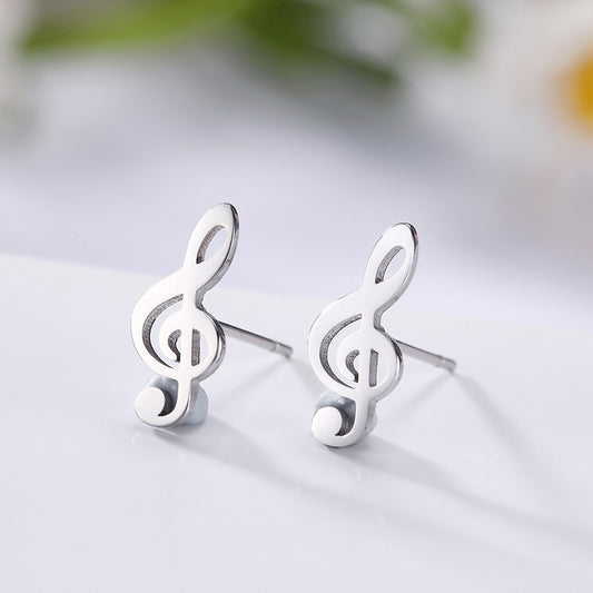 Note Ear Studs Simple And Compact Female Stainless Steel Studs