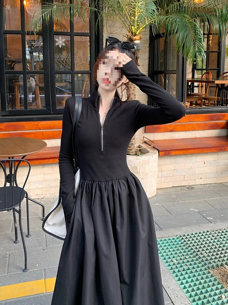 Fashionable Knitted Stitching Dress Women